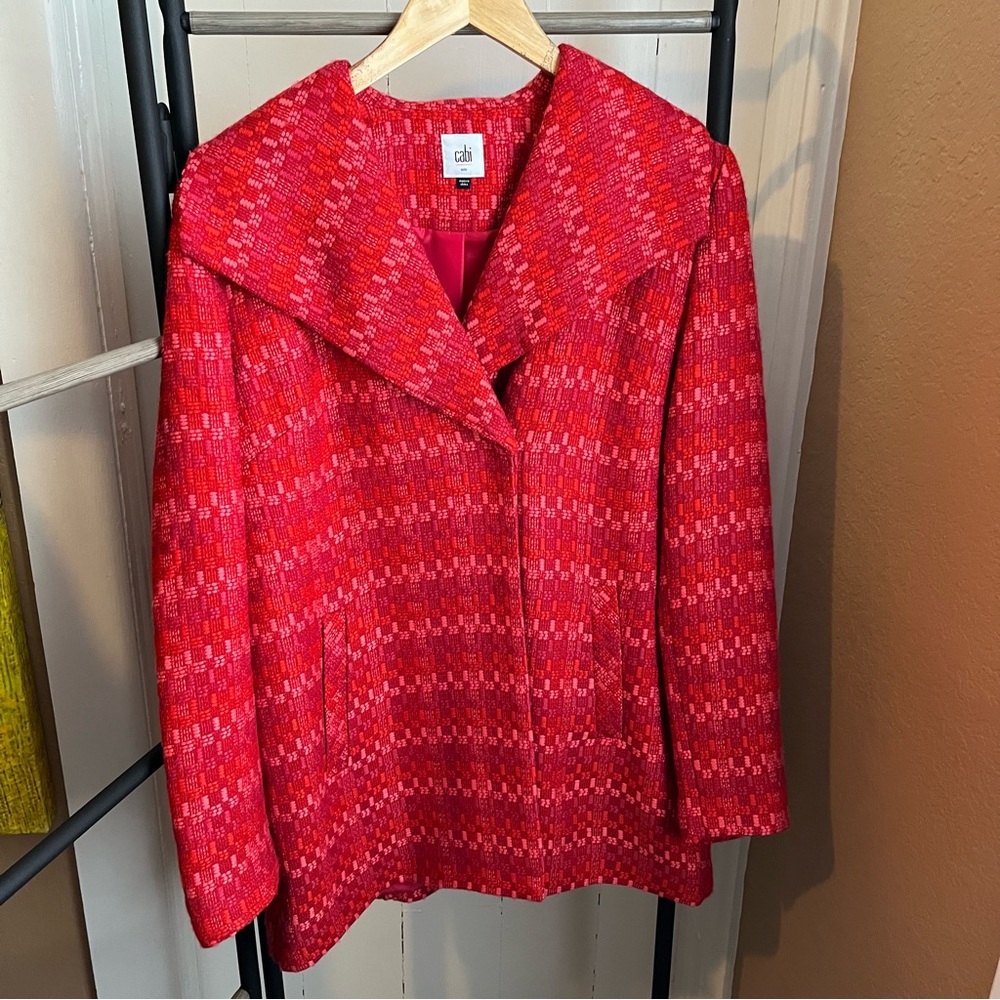 CAbi Women’s Red and Pink Dressy Fall or Spring Coat